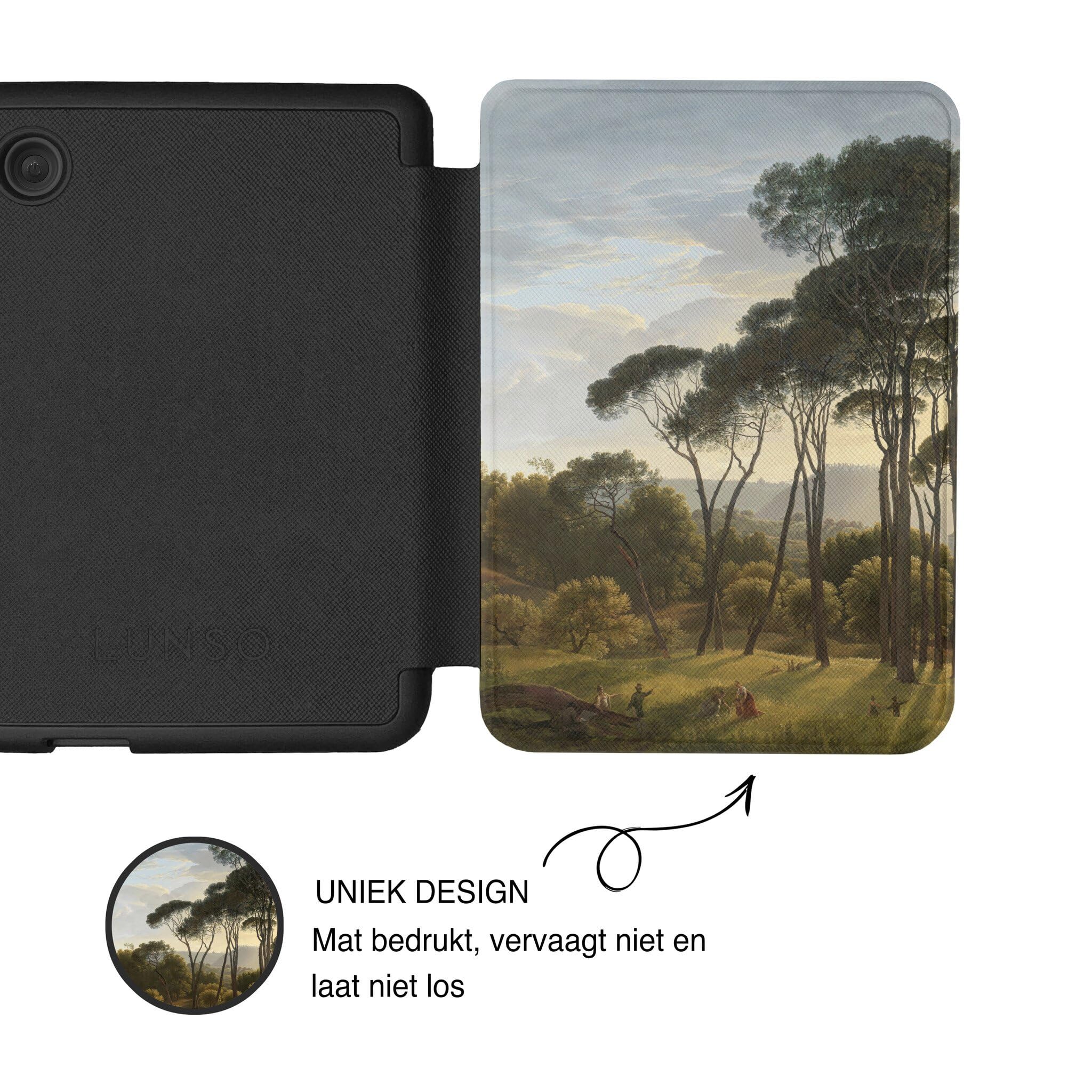 Lunso Compatible avec Kobo Clara BW/Clara Colour Case (6 pouces) - Housse Vegan Saffiano Cuir Sleep Cover - Paysage italien