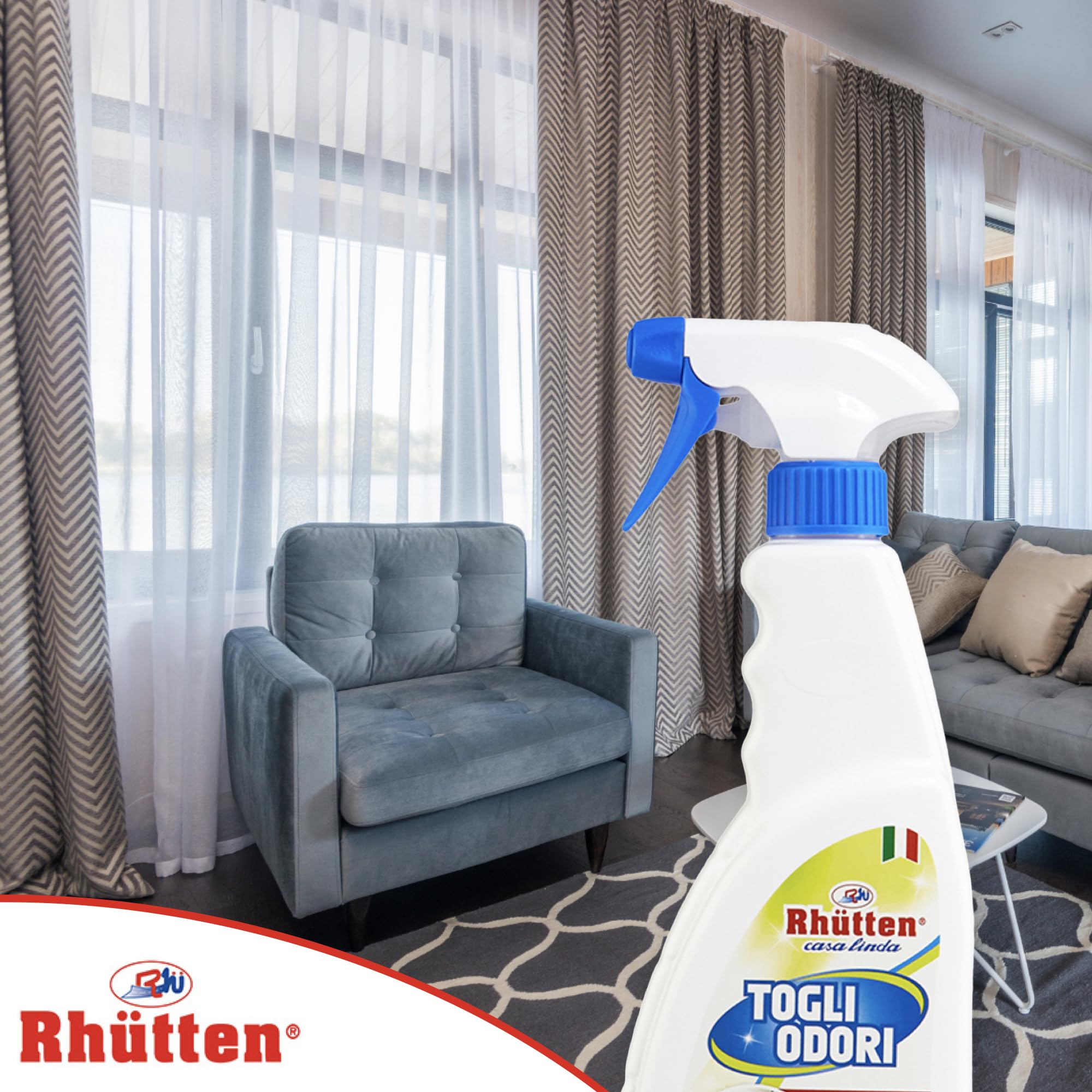 Togli Odori, Rhutten, Casa Linda, Elimina i Cattivi Odori in Casa, Profumo di Pulito, 750ml
