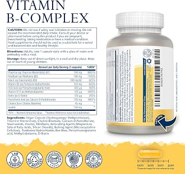 Solaray Vitamin B Complex 100 Super Strength, 100 Vegan Capsules