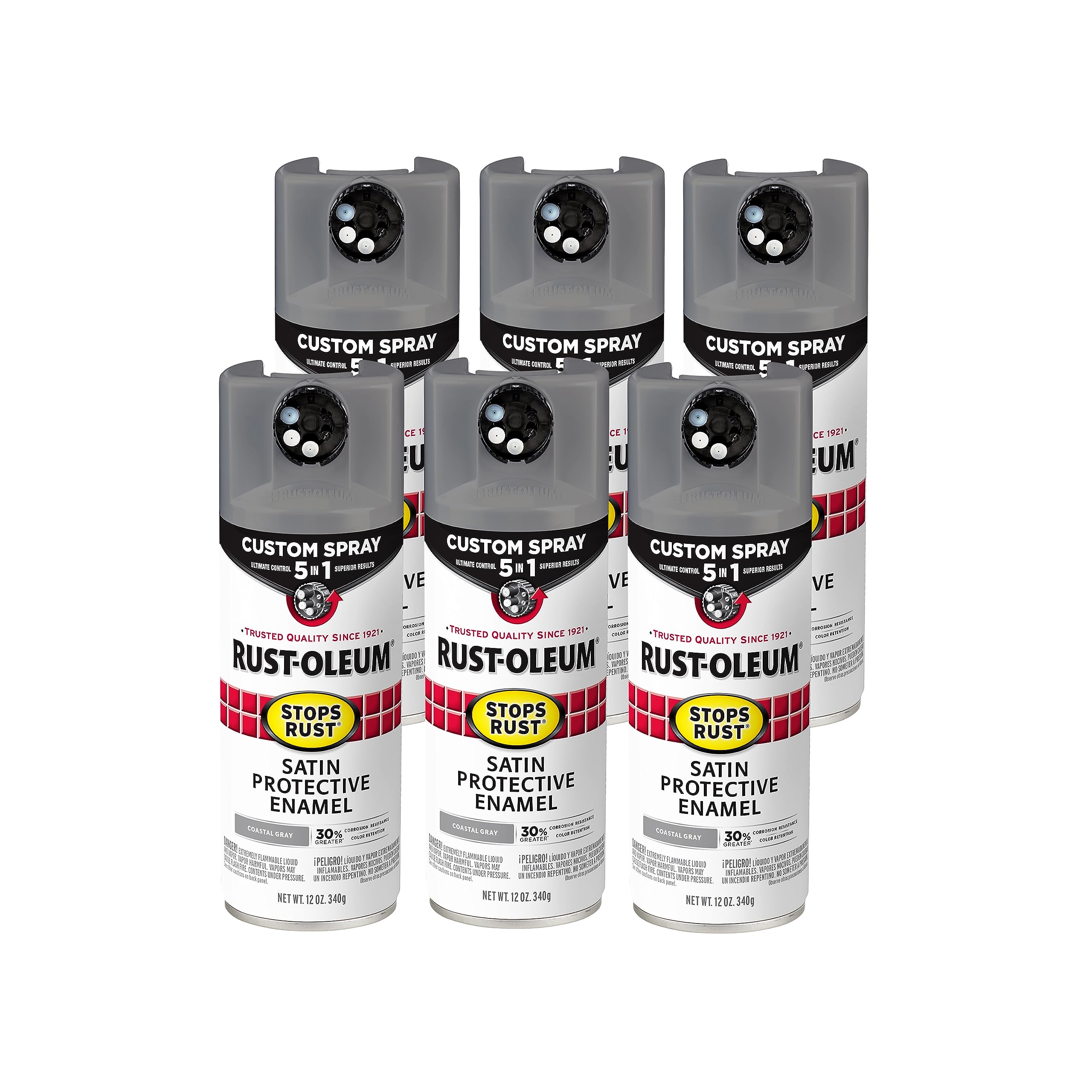 Rust-Oleum Stops Rust Custom 5-in-1 Spray Paint, Satin Coastal Gray