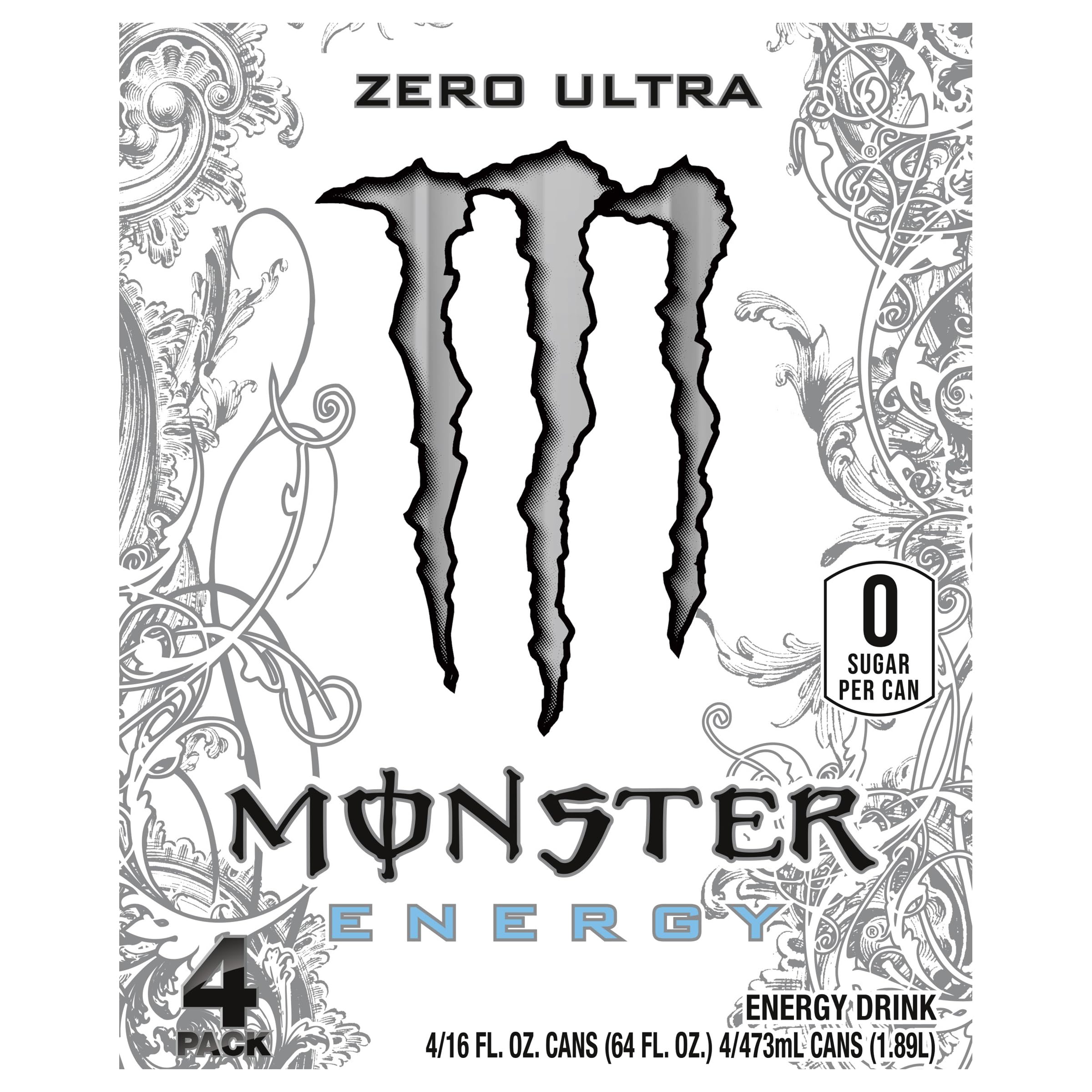 Monster Energy Zero Ultra Zero Sugar Energy Drink (4 x 500ml) Cans By COUGAR | Zero Sugar Citrus Flavoured Energy Beverage, 16 Ounce - (Imported-USA)-image-16