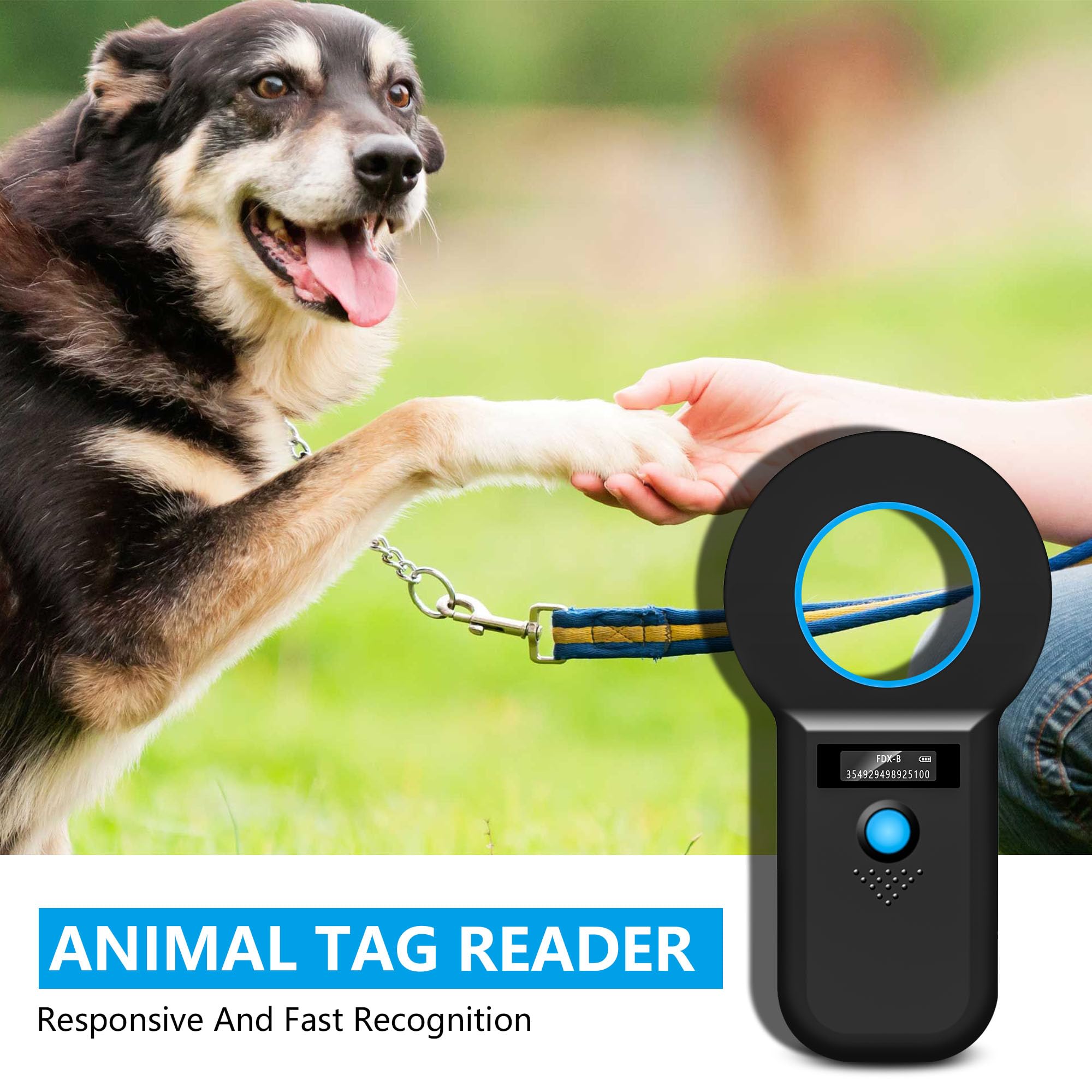 Bluetooth Haustier Mikrochip Scanner OLED Chiplesegerät für Hunde,Wiederaufladbarer USB Tierchip Lesegerät Chip Lesegerät Haustier Chip ID Scanner für Haustiere EMID/FDX-B (ISO 11784/11785)
