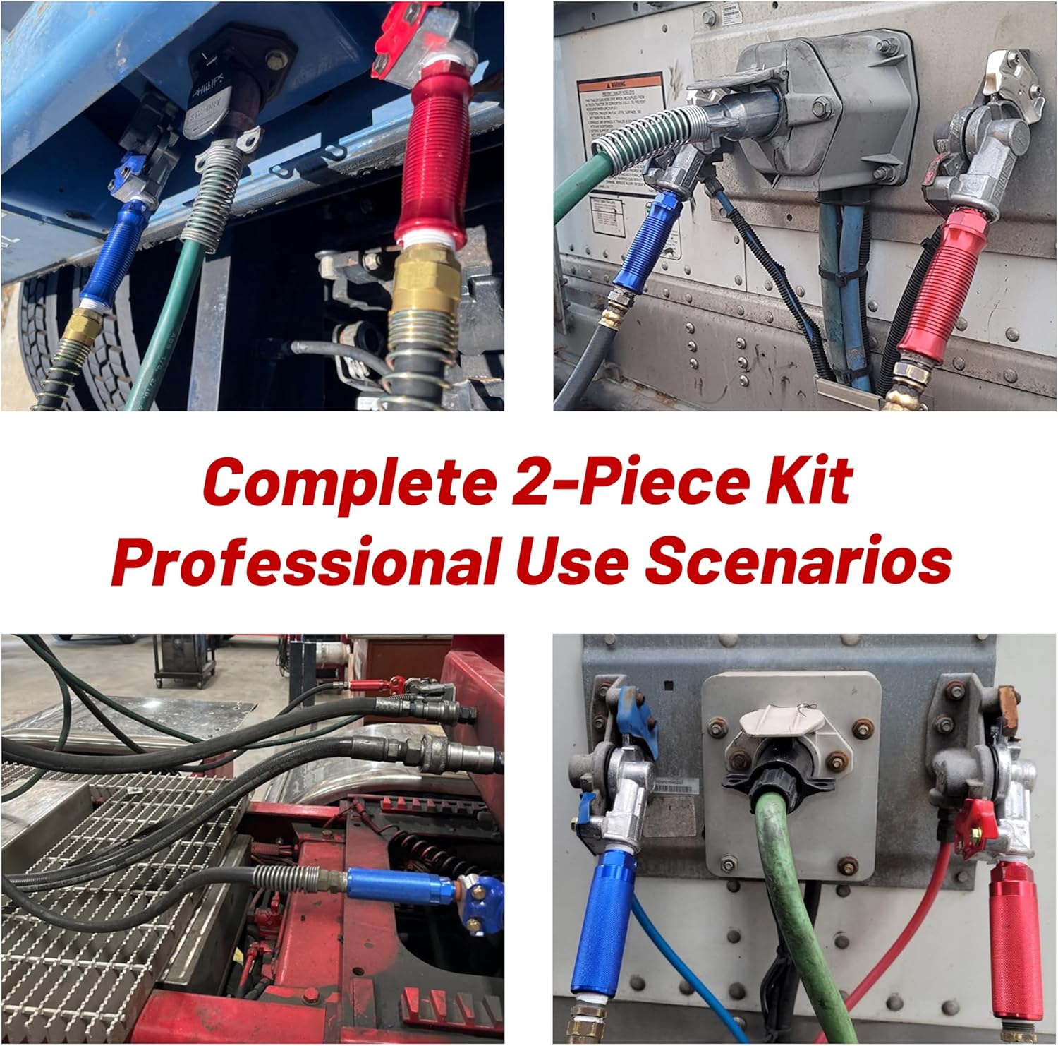 Red and Blue Air Brake Glad Hands ANGRICHR for Semi-Trailers and Trucks, Service and Emergency Lines (2, Aluminum Couplers)