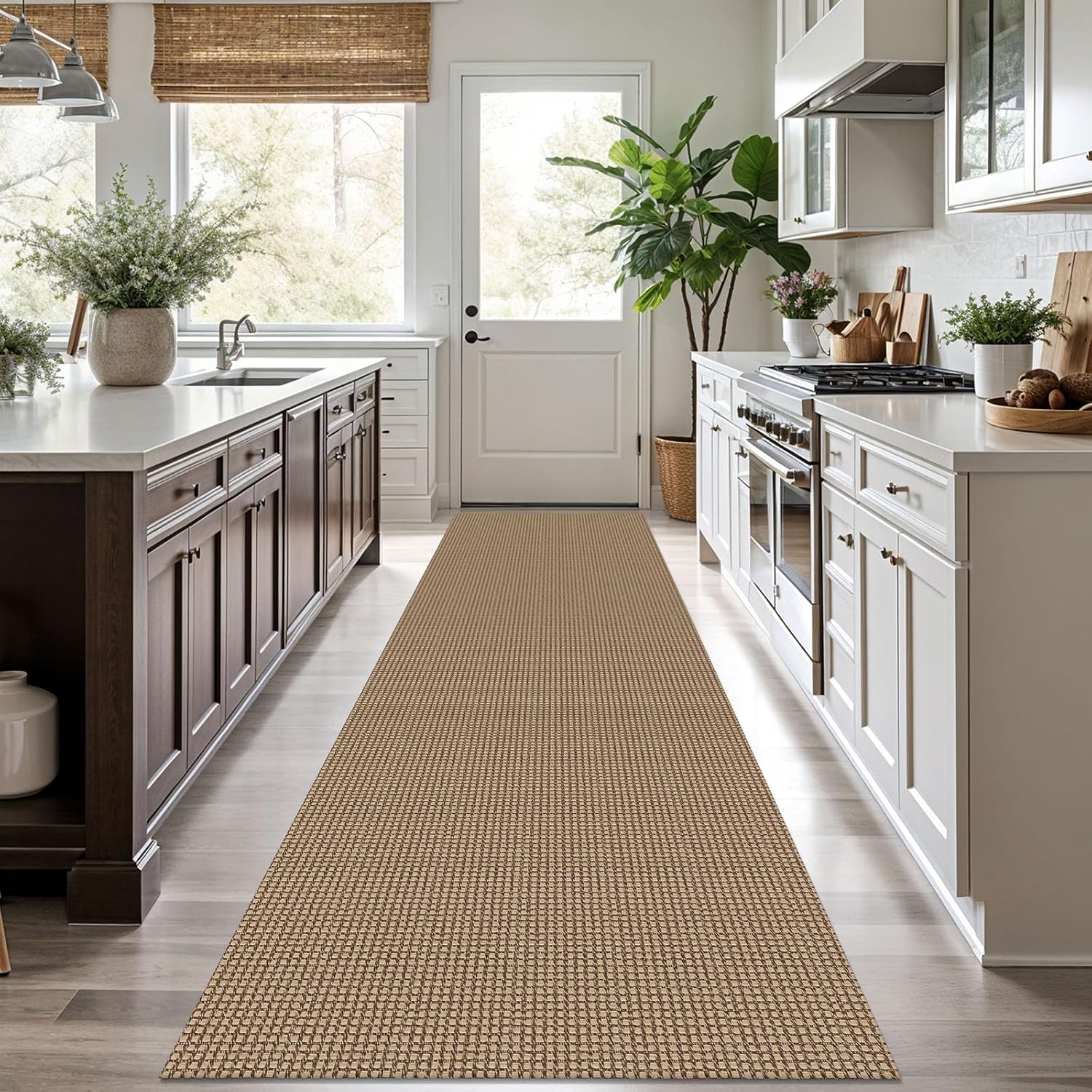 KOZYFLY Boho Runners for Hallways 3x10 ft Washable Kitchen Runner Non Slip Rubber Backed Hallway Rugs Cotton Entryway Runner Rug Floor Carpet for Indoor Hall, Backdoor, Kitchen, Tan/Orange/Brown - Image 2