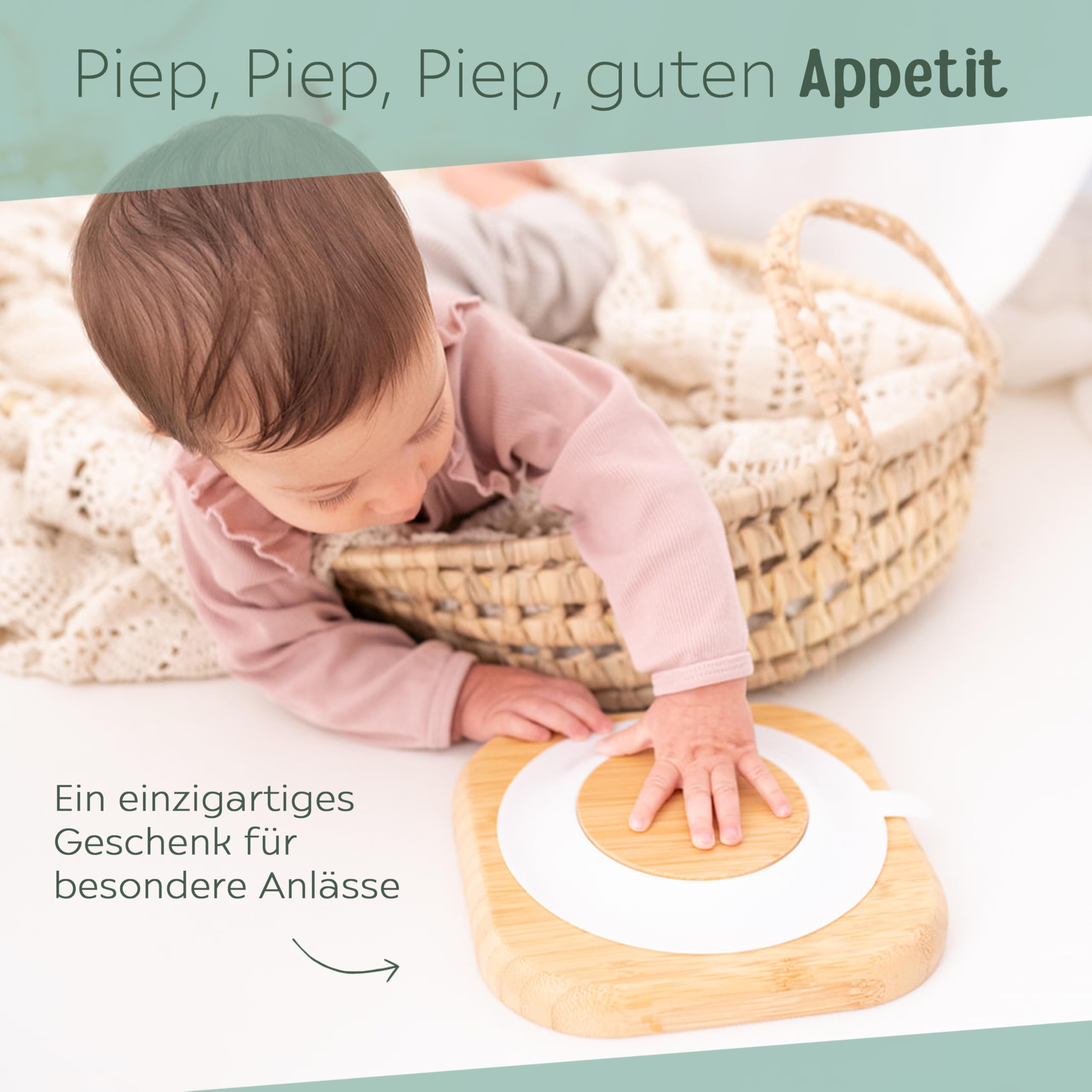 wunderwunsch - Personalisierter Baby Teller mit Saugnapf - Praktisches Kleinkind Zubehör mit Namen - Kinder Teller Rutschfest - Personalisierte Geschenke Geburt