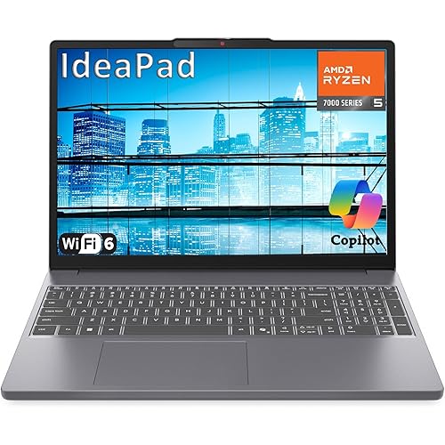 Lenovo IdeaPad 3 15" Laptop Computer, AMD Ryzen 5 7535HS (Beat i5-13500H), 32GB DDR5 RAM, 1TB PCIe SSD, FHD+ Display, WiFi 6, Bluetooth 5.3, AI Copilot PC for Home Office, Luna Grey, Windows 11 Pro