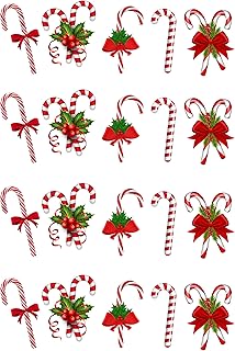 20 Stand Up Christmas Candy Canes Themed Edible Wafer Paper Cake Toppers Decorations
