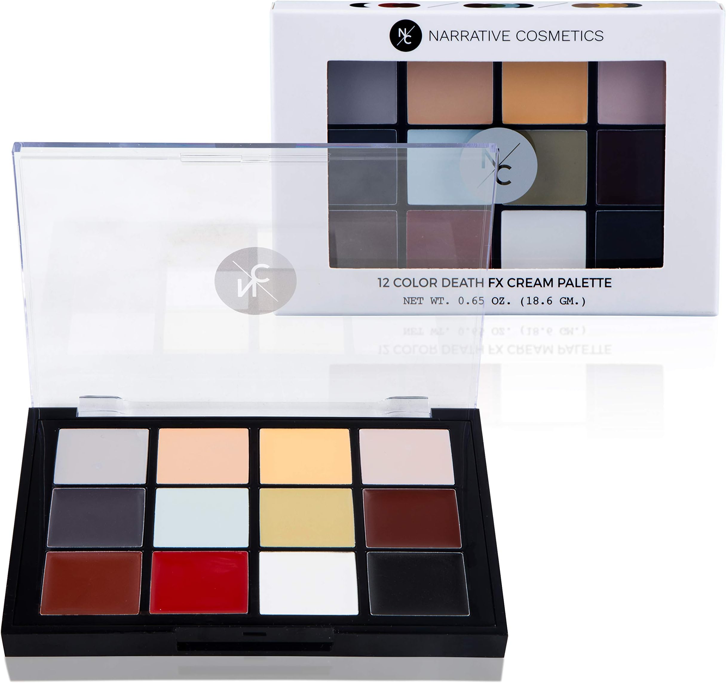 Narrative Cosmetics 12 Color Death FX Quick Drying Cream Makeup Palette for Special Effects - Waterproof SFX Makeup for Professional Makeup Artists