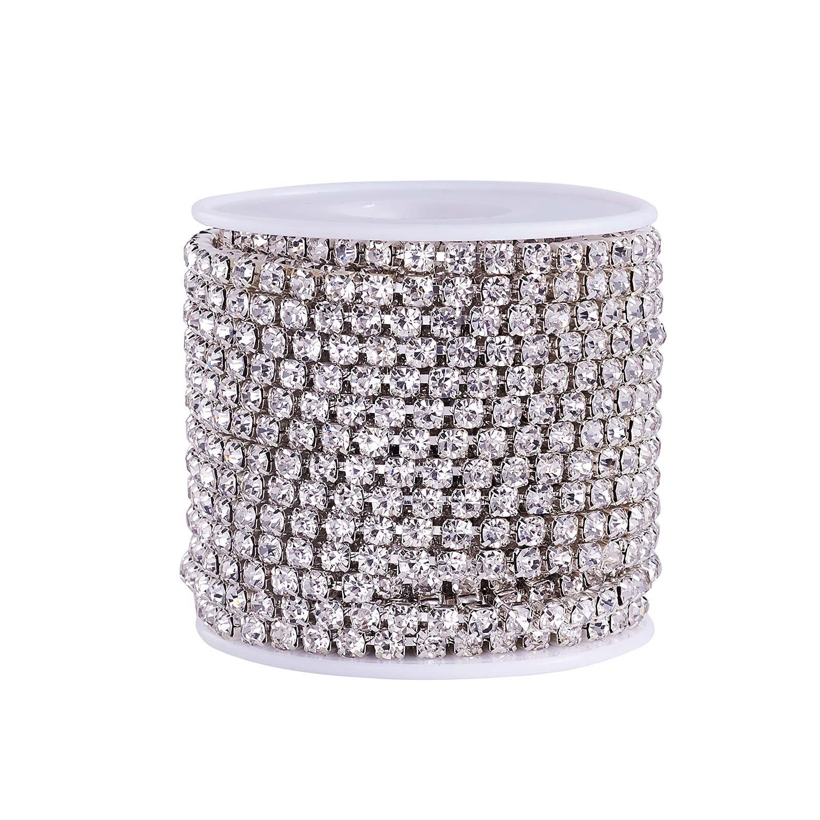 PandaHall - Catena con strass di cristallo e rocchetto per la creazione di gioielli, cristallo, 4 mm