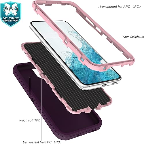 Miniatura 6 de YmhxcY Funda S22, a prueba de caídas, funda duradera de 3 capas para Samsung Galaxy S22, protección a prueba de golpes, funda protectora de goma