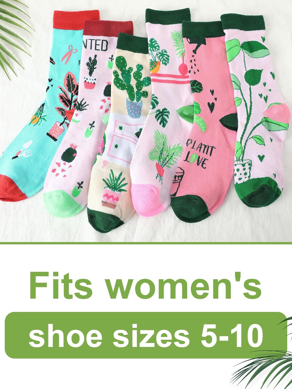 Liitrsh 6 Pairs Funny Plant Socks for Women Novelty Gardening Crew Socks Birthday Plant Lover Gifts for Mom Gardening Worker Gardener Valentine's Day - Image 6