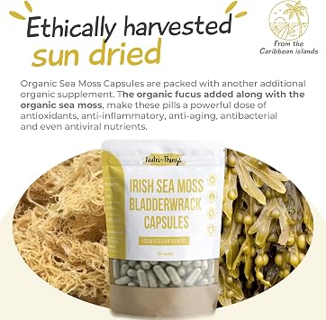 Sea Moss Capsules | Vegan Superfood | Metabolism and Energy Boost | Great Alternative to Gel, Gummies & Raw Irish SeaMoss | 120 Capsules