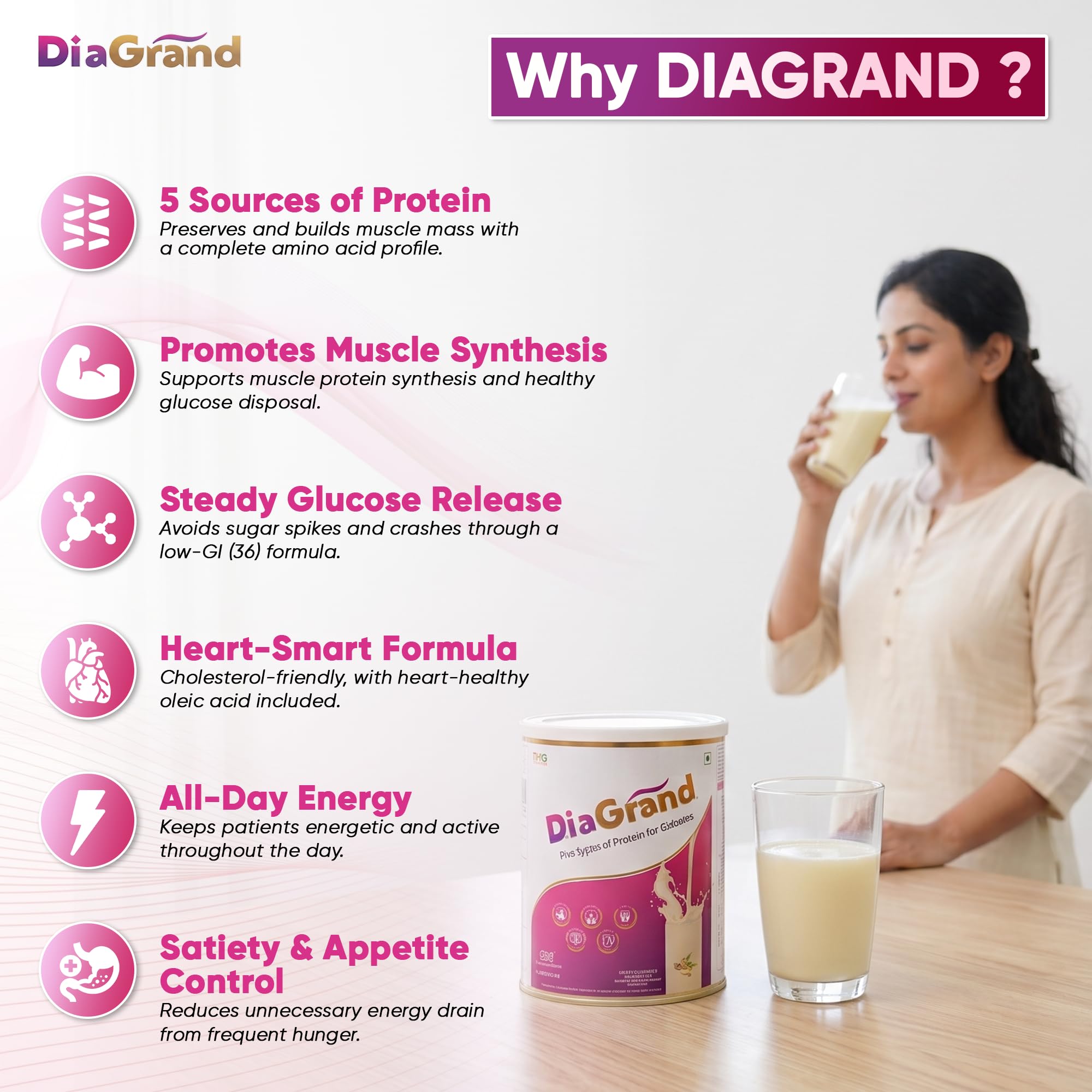 DiaGrand Advanced Nutritional Supplement | Low GI Nutrition Powder | Vanilla Flavour | 400 g (3 Tins, 1 Month) — Amazon image 4