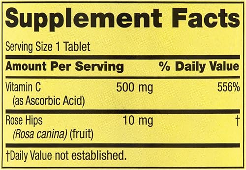 Miniatura 2 de Vitamina C 500mg - Spring Valley con escaramujos 250 tabletas (paquete de 1) Set con estuche Fusion Shop Store Week (1)