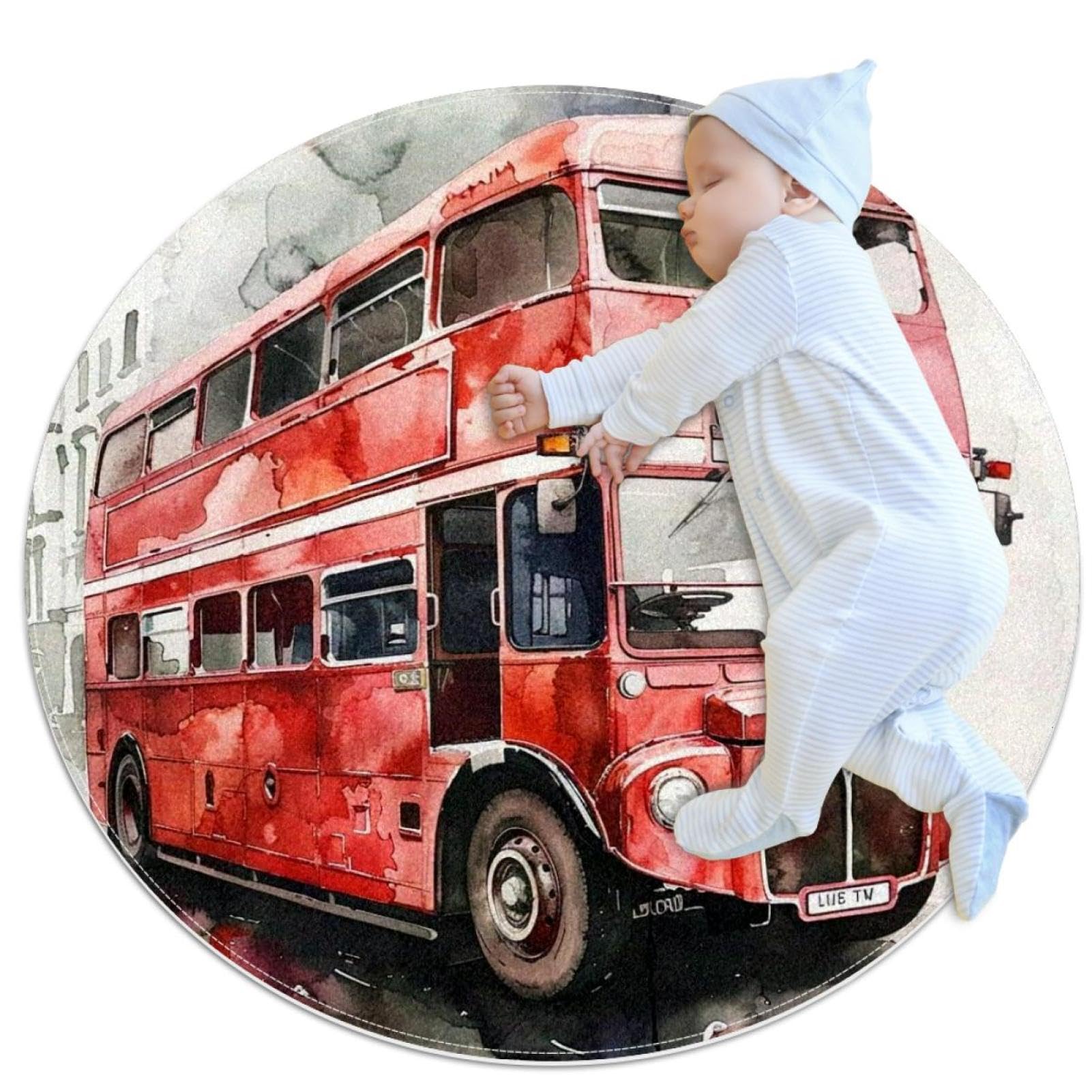 Paillasson canapé rouge rond 1m antidérapant bus de Londres