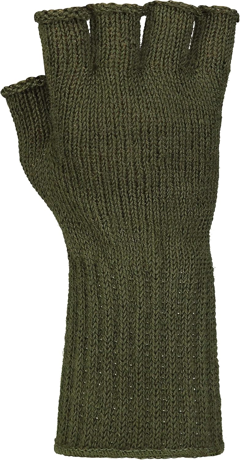 Fingerless Wool Glove Military GI Govt Issue (Black) at  Men’s Clothing store