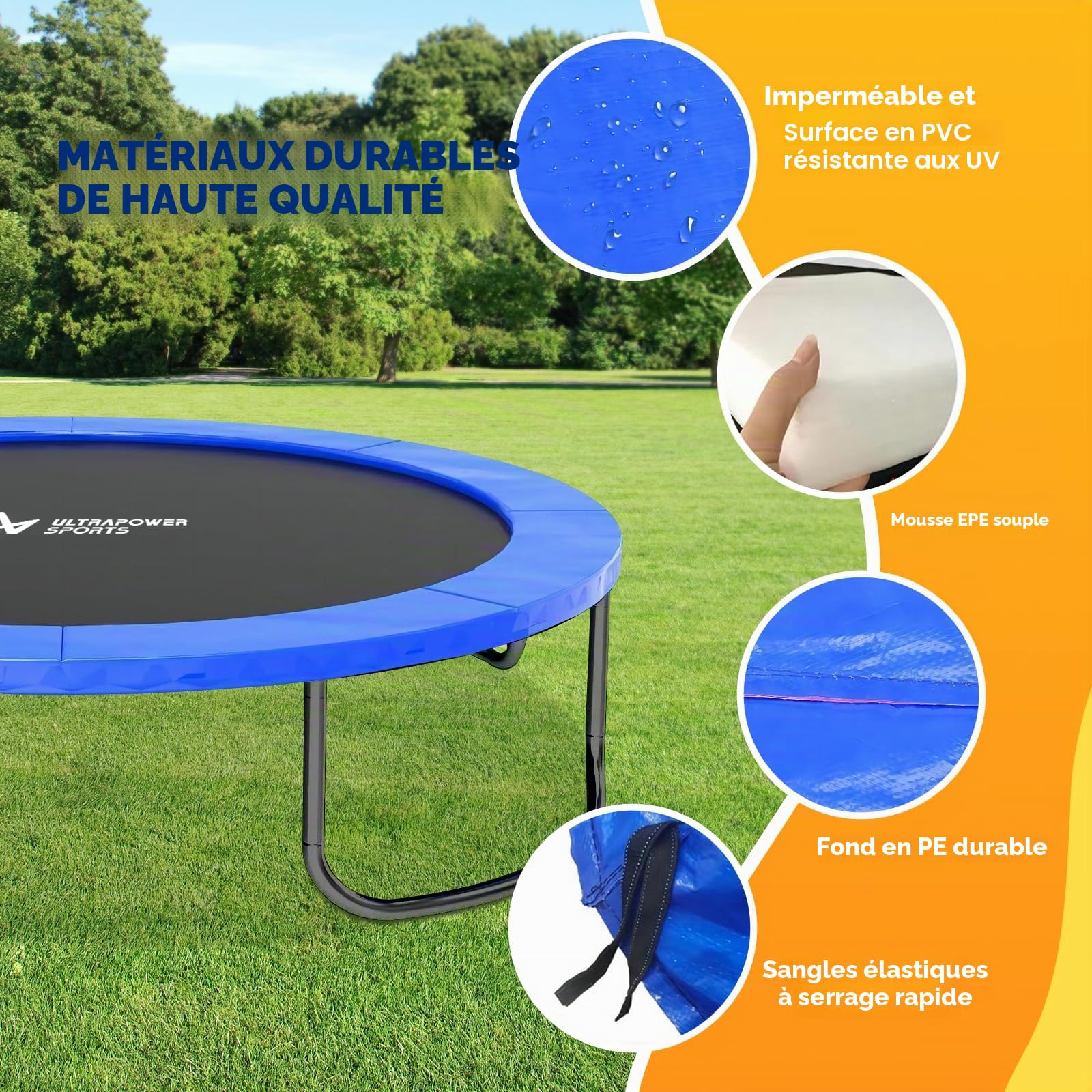 Coussin de Protection de Trampoline, Ø 244 305 366 427 cm, Coussin de SÉcuritÉ de Remplacement, RÉsistant aux Rayons UV Anti-dÉchirure Protection Bordure, Trampoline Couverture Rembourrage Multicolore