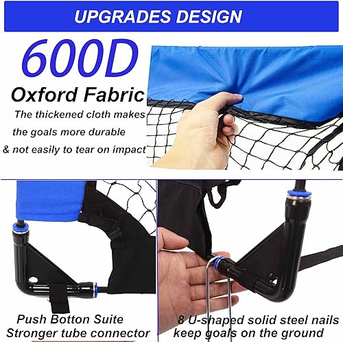 Miniatura 7 de Poray - Red de fútbol portátil desplegable para niños y adultos con tela Oxford 210D y estacas adicionales, regalo de cumpleaños y diversión para