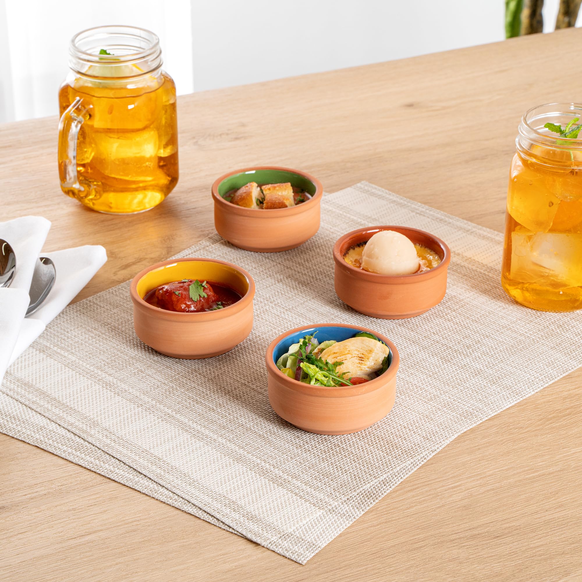 Restaurantware -Terra Tek - Cazuelas in terracotta, 76,5 g, 10 pentole in argilla smaltata blu per cucinare, pronte per il forno, microonde, pentole in terracotta, lavabili in lavastoviglie, per