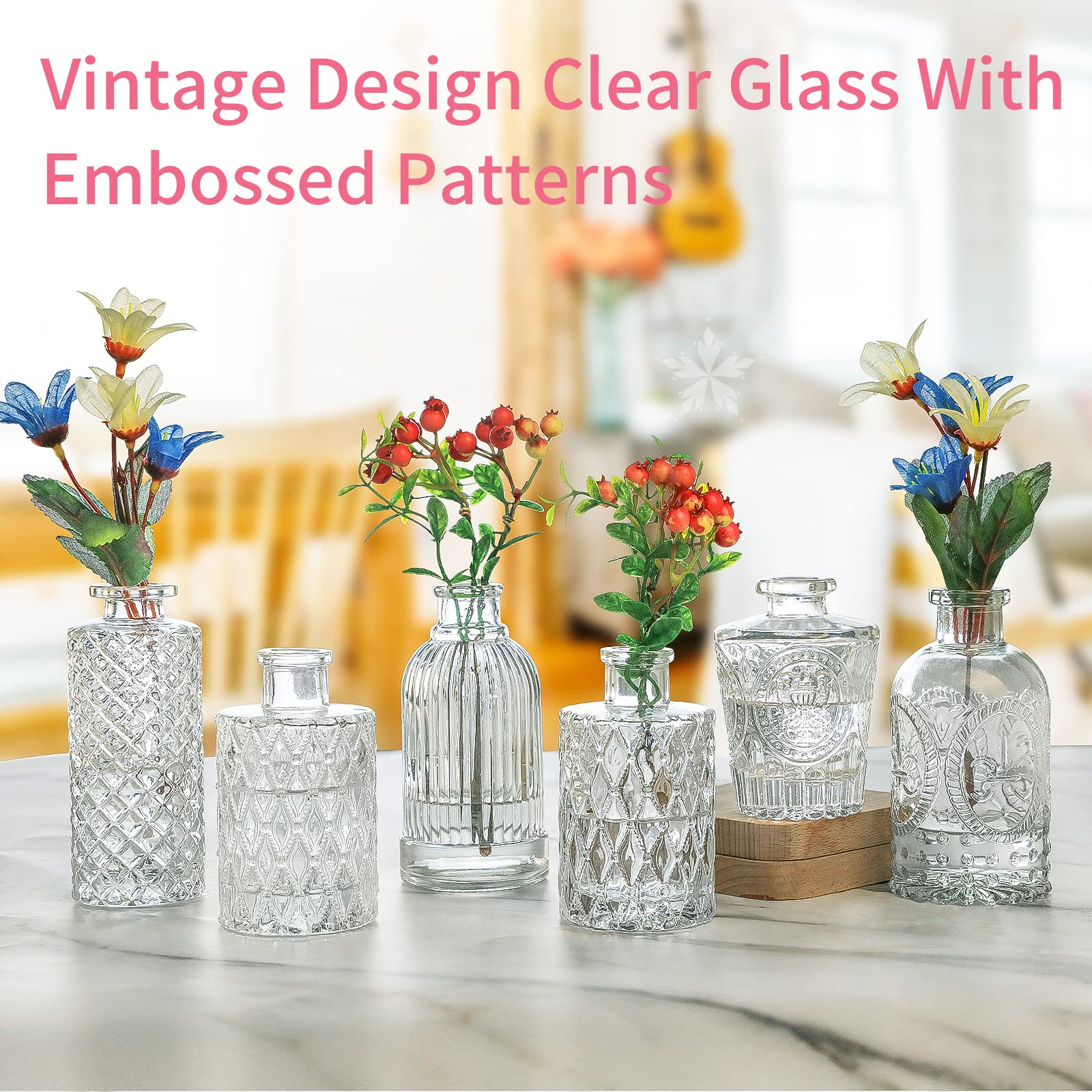 Glass Bud Vase Set of 24ï¼ŒSmall Glass Vase for Flowers,Bud Vases in Bulk,Vintage Flower Bottle Petite Glass Flower Vase for Floral Arrangements,Decorative Centerpiece,able Decor,Home Wedding Party