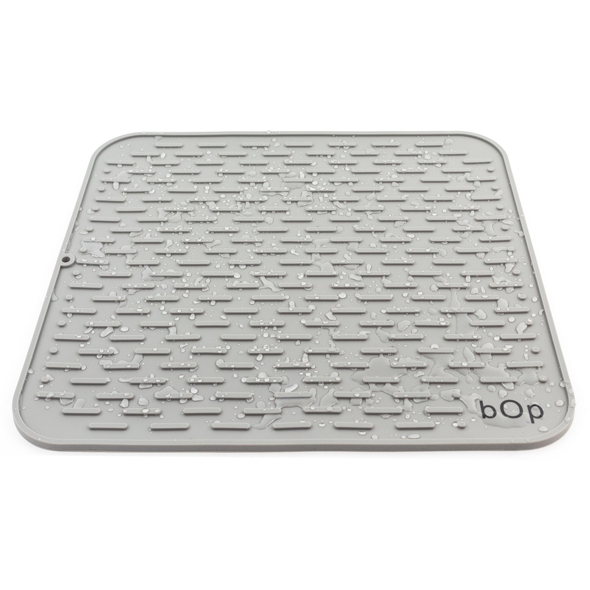 XXL 22"x18" Gray Silicone Dish Drying Mat | Bar Mat | Dish Washer Safe | Heat Resistant Trivet (XXL Charcoal)