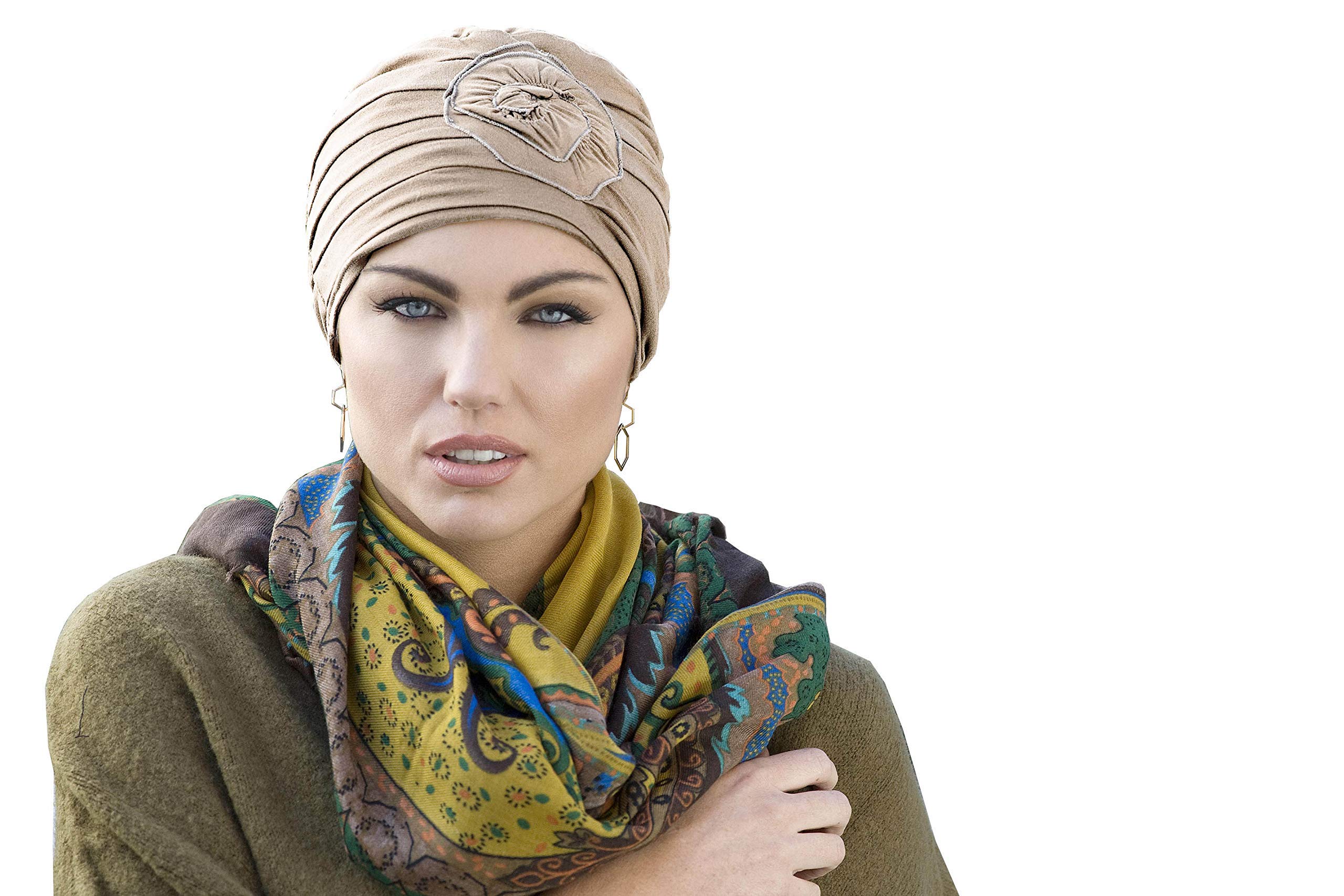 Masumi Women's Champagne Chemo Turbans For | Chemotherapy Headwear For | Chemo Head Scarf | Cotton Hat For Alopecia And Girls| Cancer Hair Loss Primrose (Champagne)