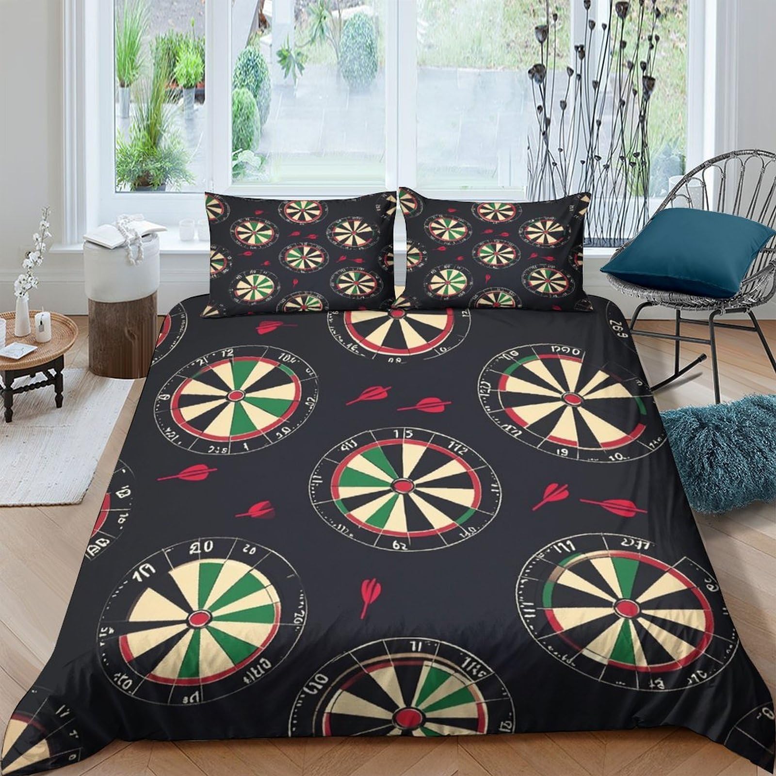 Ctjqhvkz Style-2 3D Printed Dartboard Fitted Sheet Microfiber Soft Anti-Slip Playing Darts Bed Cover Bedroom Home Decor Single（135X200cm）