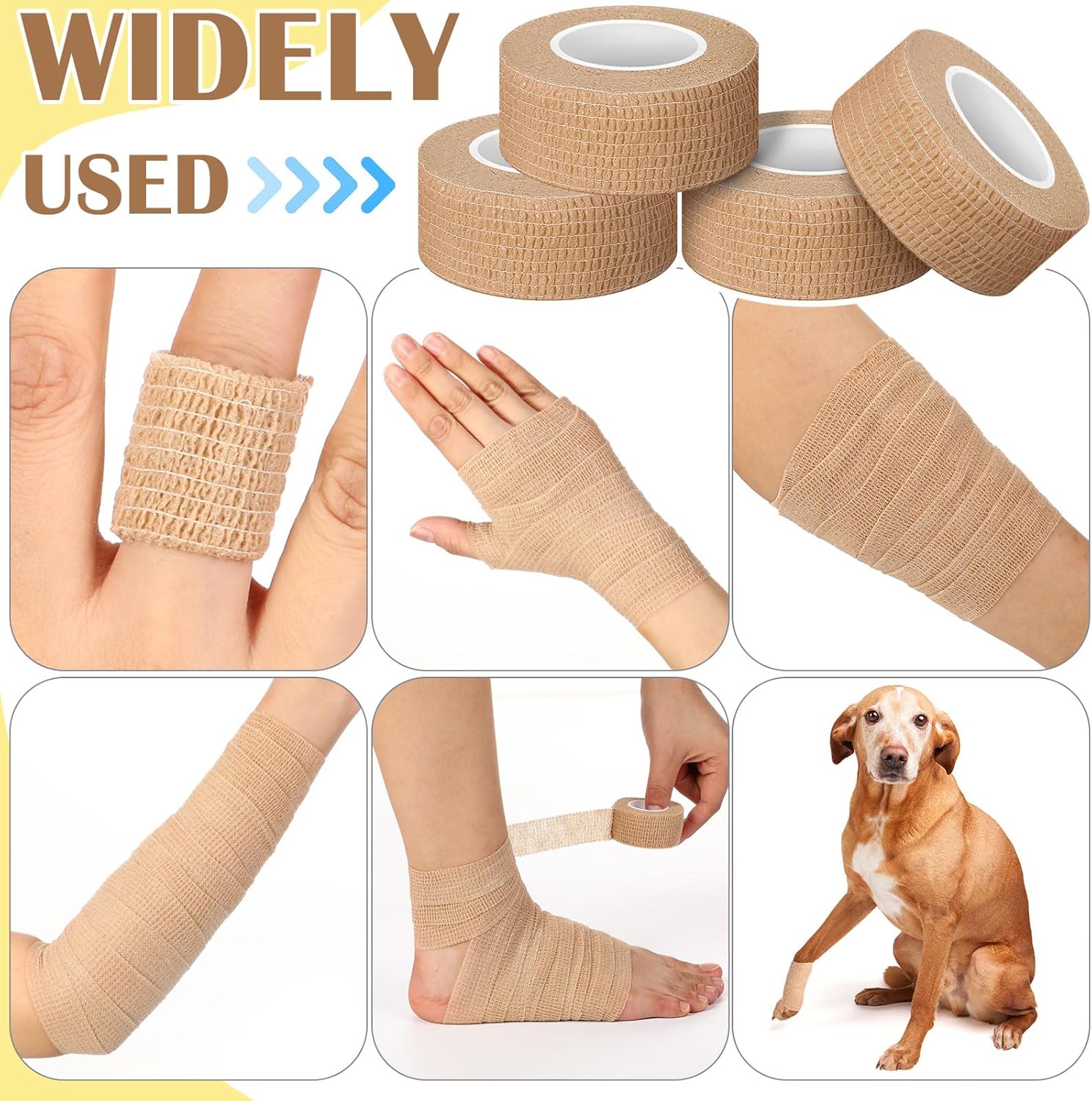 Treela 96 Pack Self Adhesive Bandage Wrap 1 Inch X 5 Yard Self Adherent Cohesive Bandages Elastic Athletic Sports Tape Breathable Wound Tape for Stretch Athletic Wrist Ankle(Nude) - Image 3