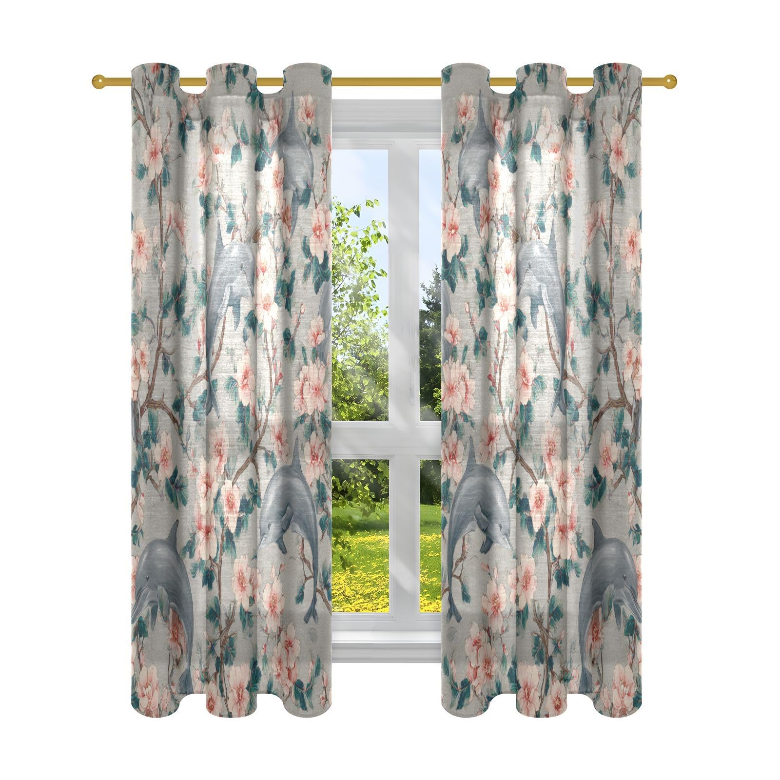 Rideaux de baie vitrée dauphin taupe 160 cm long salon