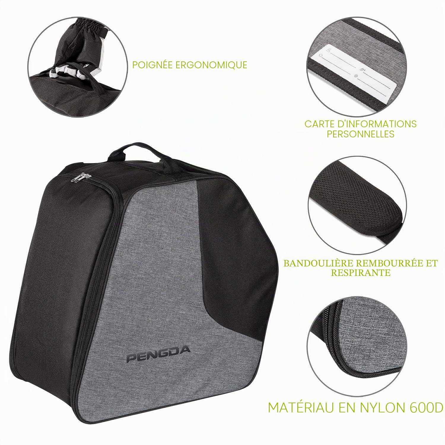 PENGDA Sac à chaussures de ski extra large avec compartiment pour casque