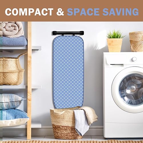 Miniatura 5 de Tabla de planchar, compacta y ahorradora de espacio, tamaño 43 x 13 pulgadas, con acolchado extra grueso y resistente, estructura estable, fácil de