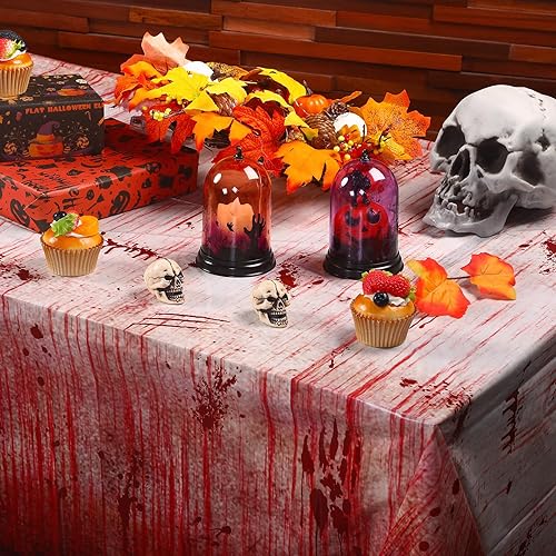 Miniatura 3 de 3 piezas de fondo de fotografía de Halloween con estampado sangriento, telón de fondo de plástico para Halloween, suministros de decoración de
