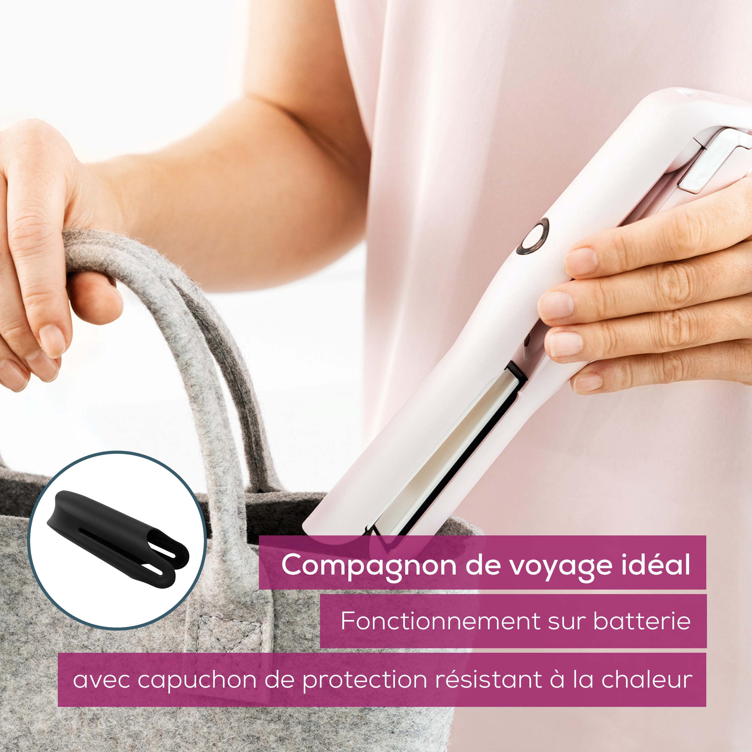 Beurer HS 20 Fer à lisser rechargeable sans fil avec câble de chargement USB, 3 réglages de température à chauffage rapide et housse résistante à la chaleur, idéal pour les voyages