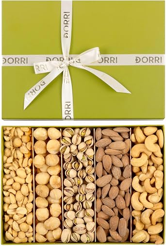 Dorri - Assorted Roasted & Salted Nuts 450g | Nuts Gift Set - Assorted Nut Gift Set - Natural Roasted & Caramelised Mixed Nut Selection Luxury Gift Box - Cashews, Peanuts, Pecans, Almonds