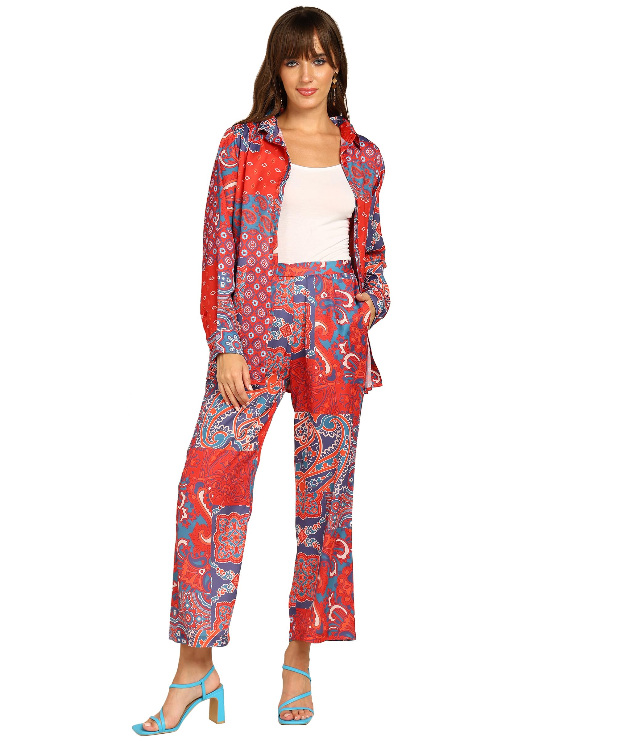 fashfun clothing Fashfun Women's Multicolored Ikat Printed Co-ord Set-picture-18