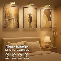 Vista 62 de 3-Pack Picture Lights for Wall, Rechargeable Battery Operated Led Painting Light with Remote Dimmable ＆ Timer, 3 Lighting Modes Magnetic Art Display