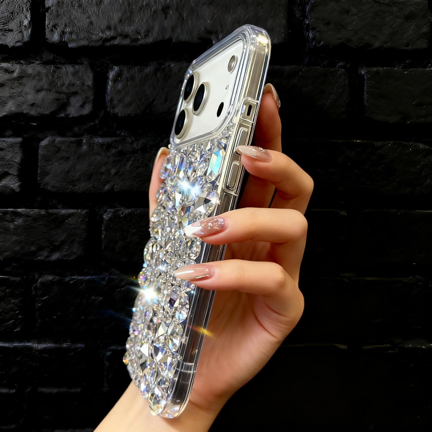 Bonitec Luxury Bling Case Compatible with iPhone 17 Pro, 3D Sparkle Crystal Glitter Diamond Rhinestone Cover for Women, Girly Shiny Phone Case Clear - Image 6