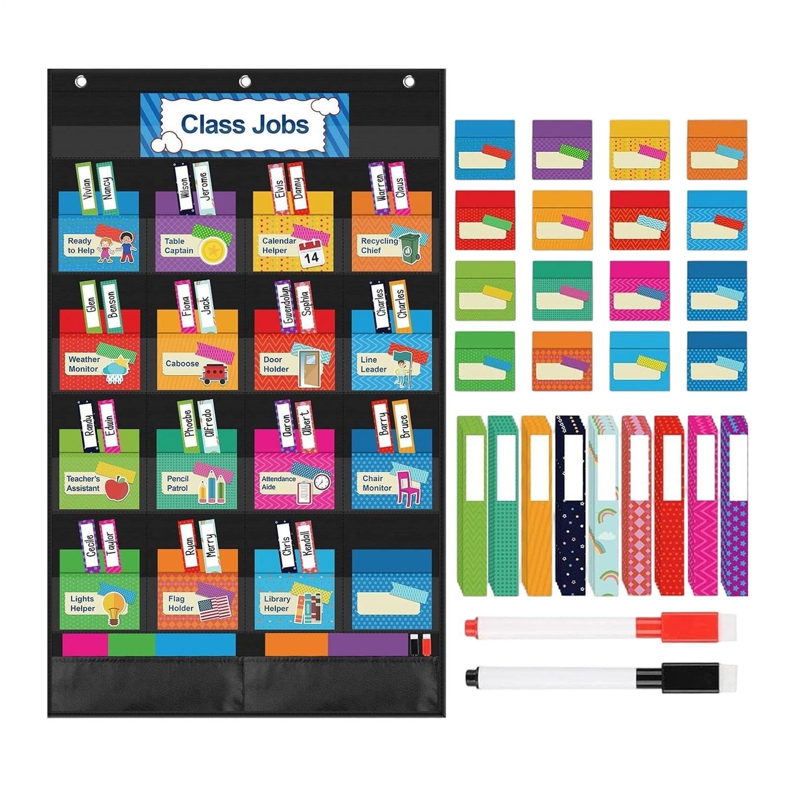 Incarichi di Classe | Organizer Didattico e Colorato per Insegnanti - Organizer Tascabile per Piccoli Bambini,per Attività Quotidiane Casa Ufficio Studio