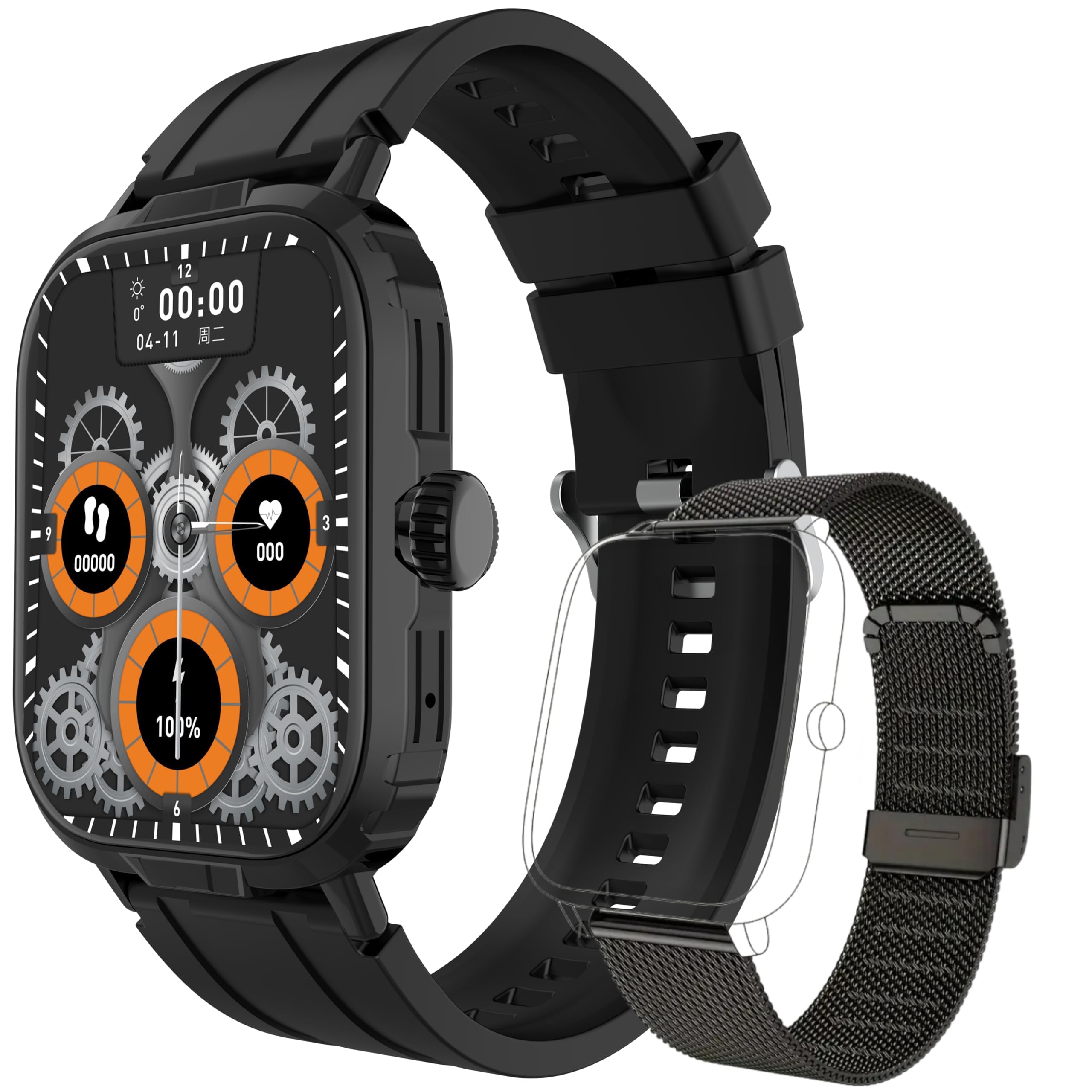 Smart Sports Watch, HD Smart Bracelet, Advanced Bluetooth Calling, Compatible with iPhone/Android Phones, 2.01" HD Screen Outdoor Sport Running Watches Health Tracker Heart Rate Monitor Step Counter