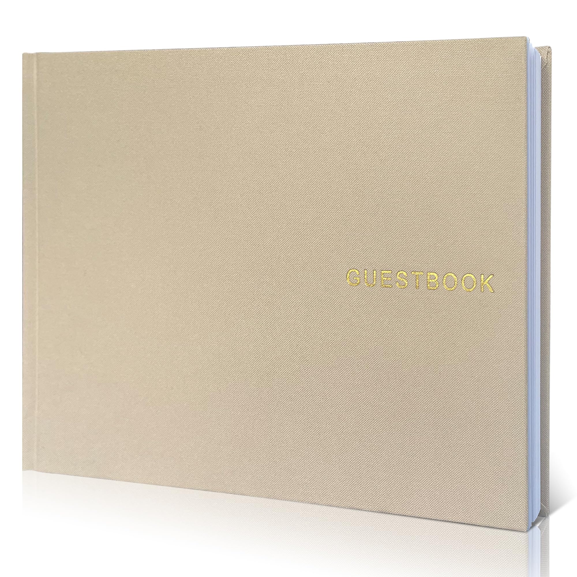 WeddingGiftsWedding Elegant Linen Wedding Guset Book - Polaroid Guest Book for Wedding Reception,Baby Shower,Bridal Shower and Special Events - 100 Blank Pages for Sign in and Photos (A-Beige)