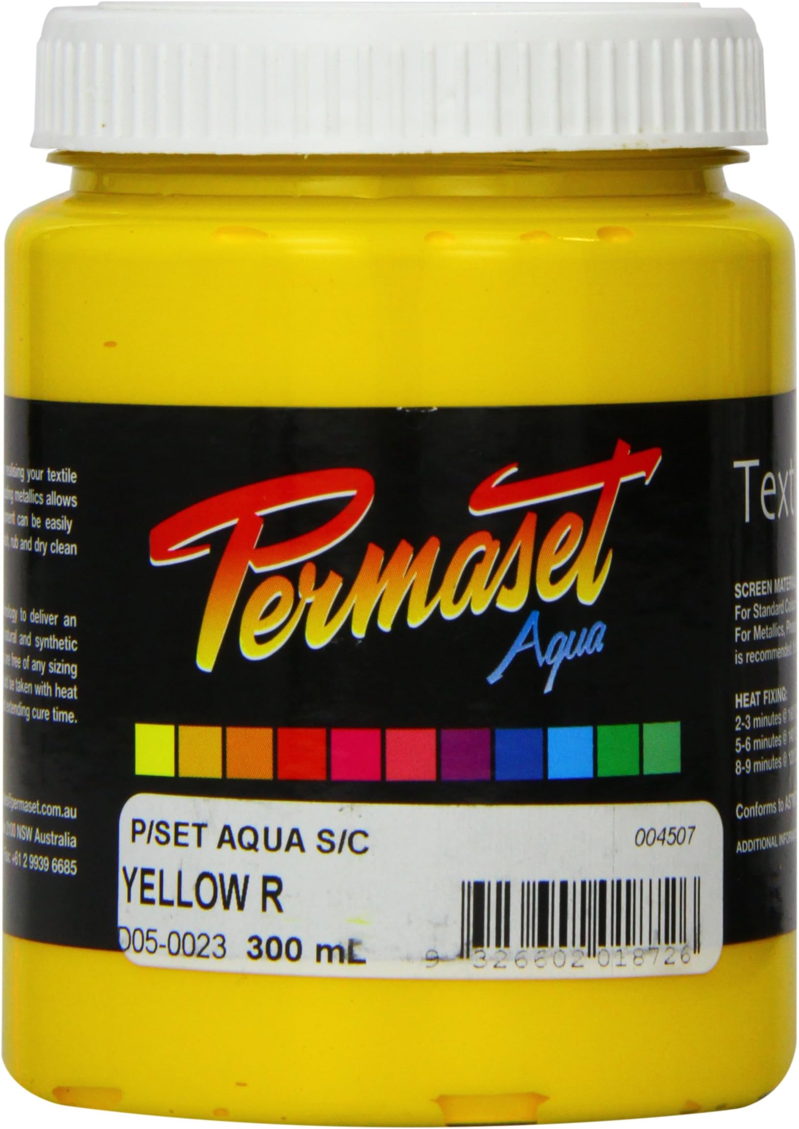 Permaset Aqua Standard 300ml Yellow - Screen Printing Ink for Fabric - Ideal Screen Printing Kit for Home Office, Starter Kit, Fabric Paint, Screen Printer and Other Fabric Ink