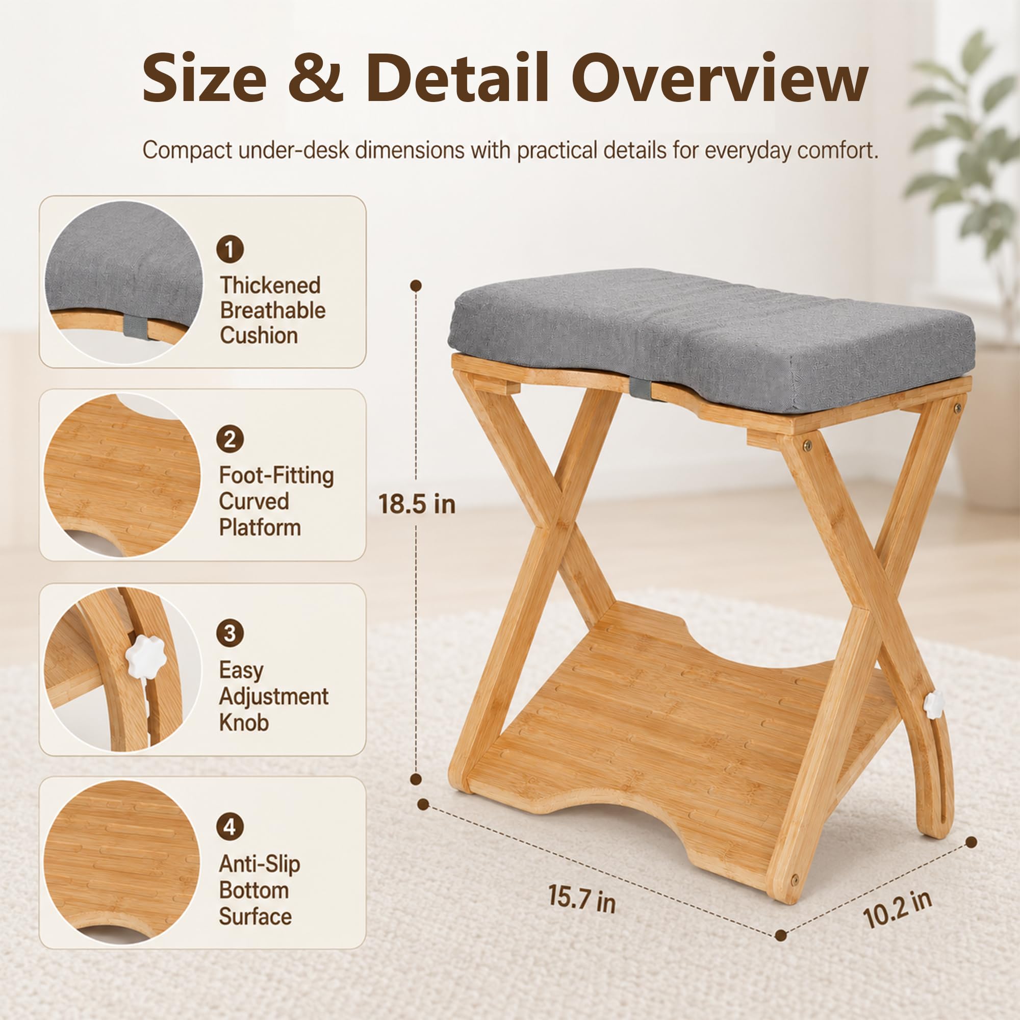 Fußstütze Schreibtisch,Winkelverstellung 0 bis 30° Ergonomisch