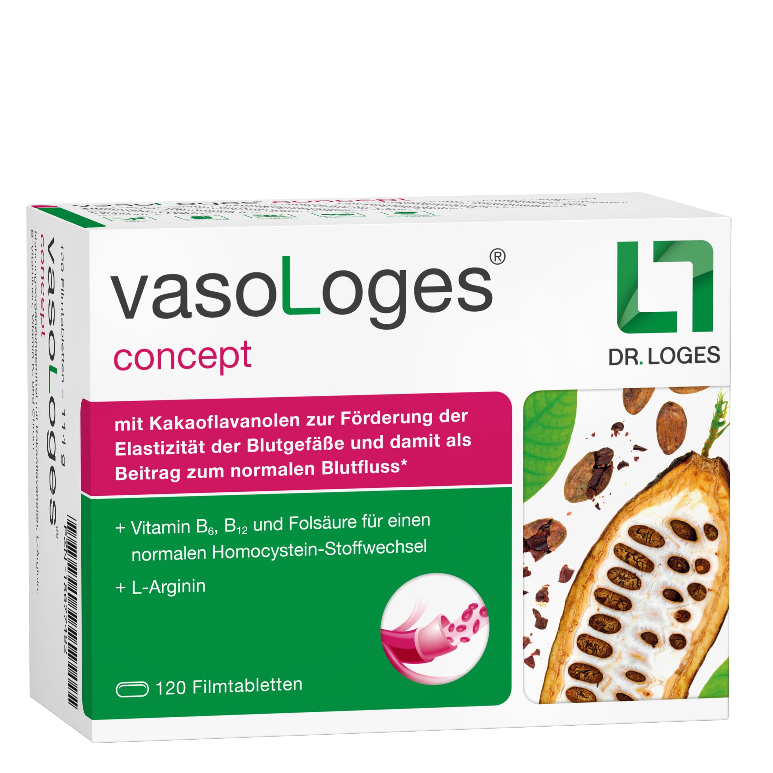 vasoLoges® concept - 120 Tabletten – mit Kakaoflavanolen zur Förderung der Elastizität der Blutgefäße und damit als Beitrag zum normalen Blutfluss*