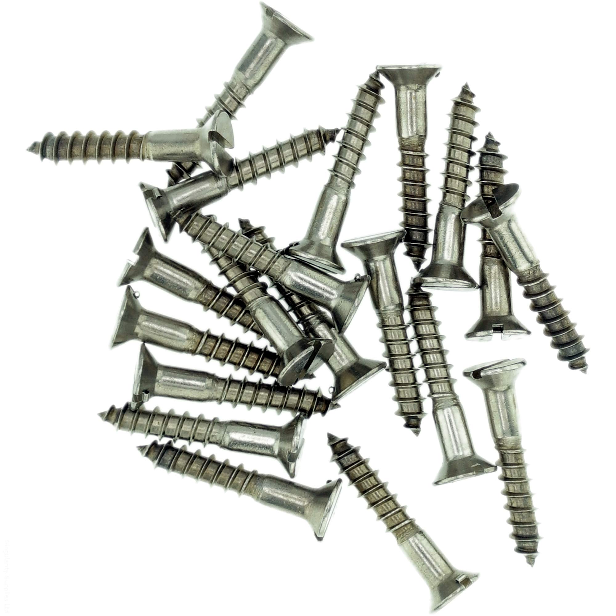 Singularity Supplies No.8 X 1.18 (4.0Mm X 30Mm) Slot Countersunk Wood Screw - Stainless Steel (A2) (Pack Of 20)