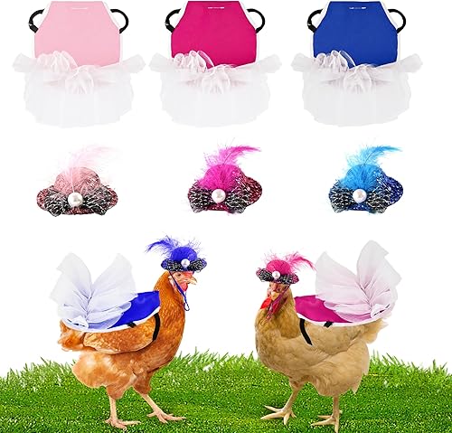 Juego de 6 monturas de malla de sombreros de pollo y gallinas, accesorios divertidos de pollo para mascotas, correa elástica ajustable para