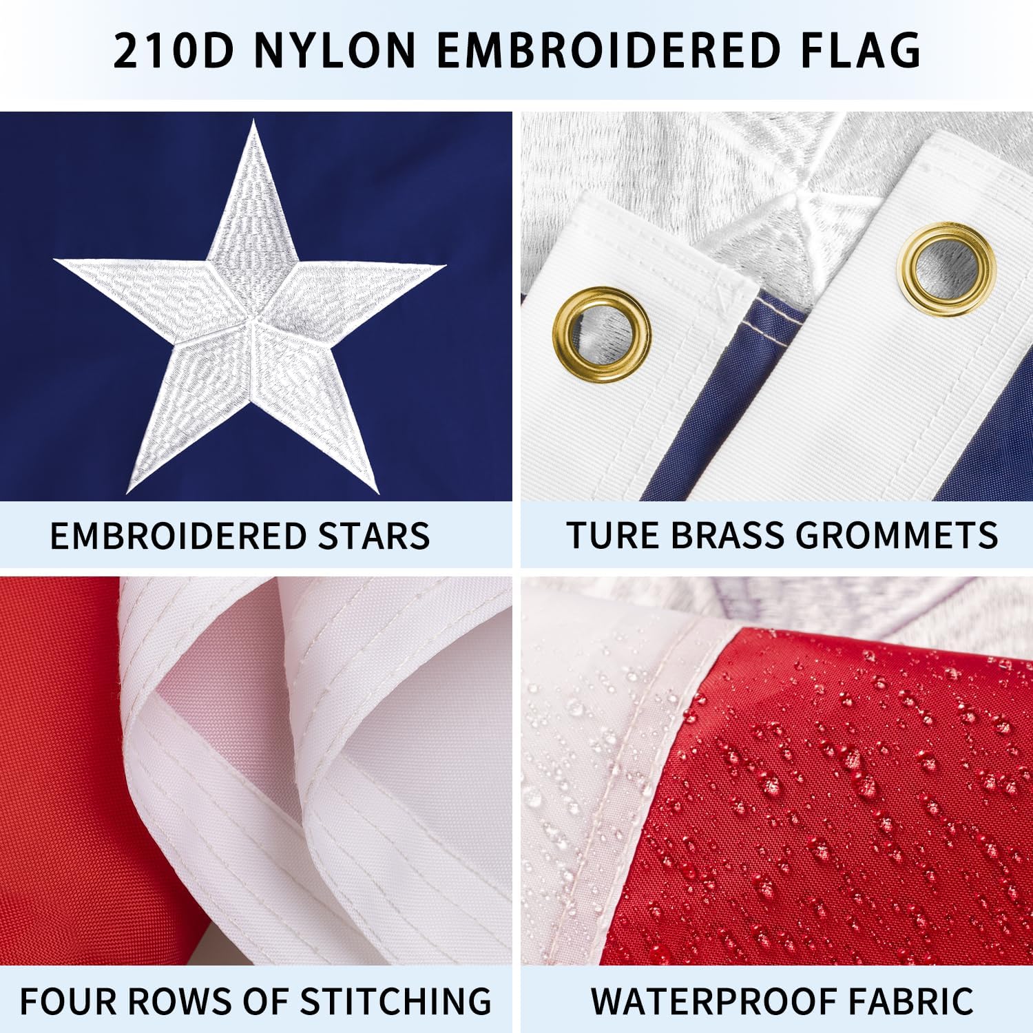 Texas Flag with Poles for Outside House, 6ft Stainless Steel No Tangle Spinning Flag Pole, 180° Multi- Position Mounting Bracket, 3x5 ft Nylon TX Flag, Wind Resistant Rust Free Kit (Black)