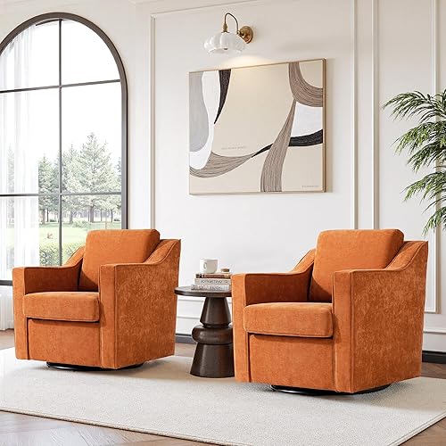 Miniatura 8 de Silla decorativa giratoria, moderna con brazo redondo para sala de estar, dormitorio, cómodas sillas de lectura de club para adultos (felpilla