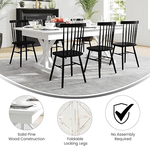 Miniatura 4 de Flash Furniture Hercules - Mesa de comedor plegable con patas en X, mesa rectangular de pino macizo de grado comercial para 8, 7 x 40 pulgadas,