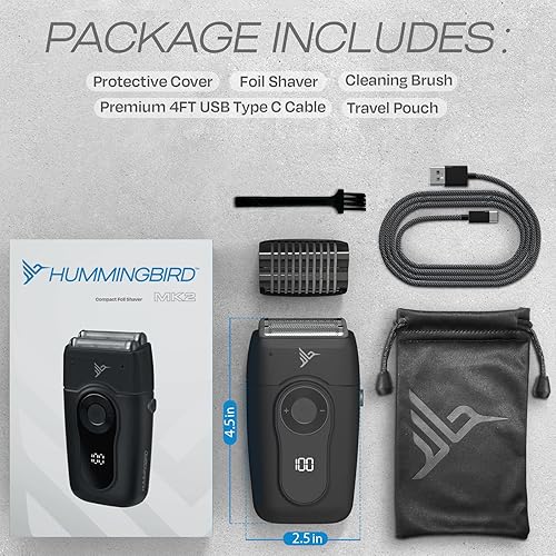 Miniatura 6 de HUMMINGBIRD MK2 - Afeitadora compacta de aluminio, sin rasguños, sin cortes, sin quemaduras por la maquinilla de afeitar para hombres, portátil USB