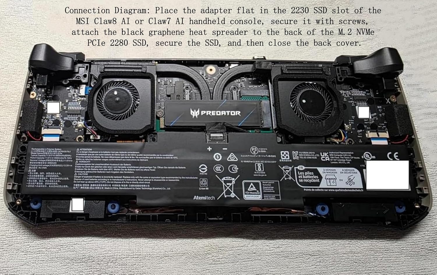 for MSI Claw8 AI or Claw7 AI Handheld Devices M.2 NVMe PCIe 4.0 SSD Adapter,Modified 2230 to 2280 SSD Converter Board,PCIe 4.0 Expansion Card 90 Degree,Expandable high Capacity Memory Card Green